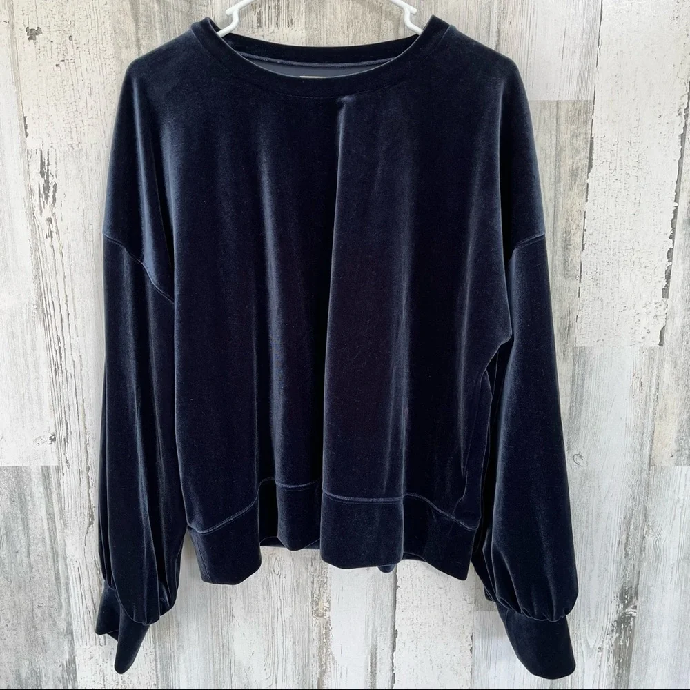 MADEWELL Blue Velour Crewneck Sweatshirt XL - Picture 1 of 10